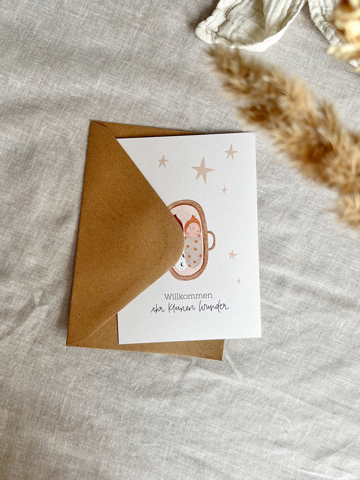 Karte Geburt Zwillinge Moseskorb (Postkarte A6)