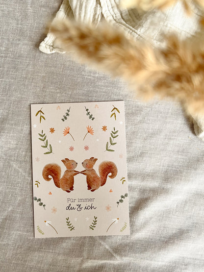 Karte Liebe Freundschaft Eichhörnchen (Postkarte A6)
