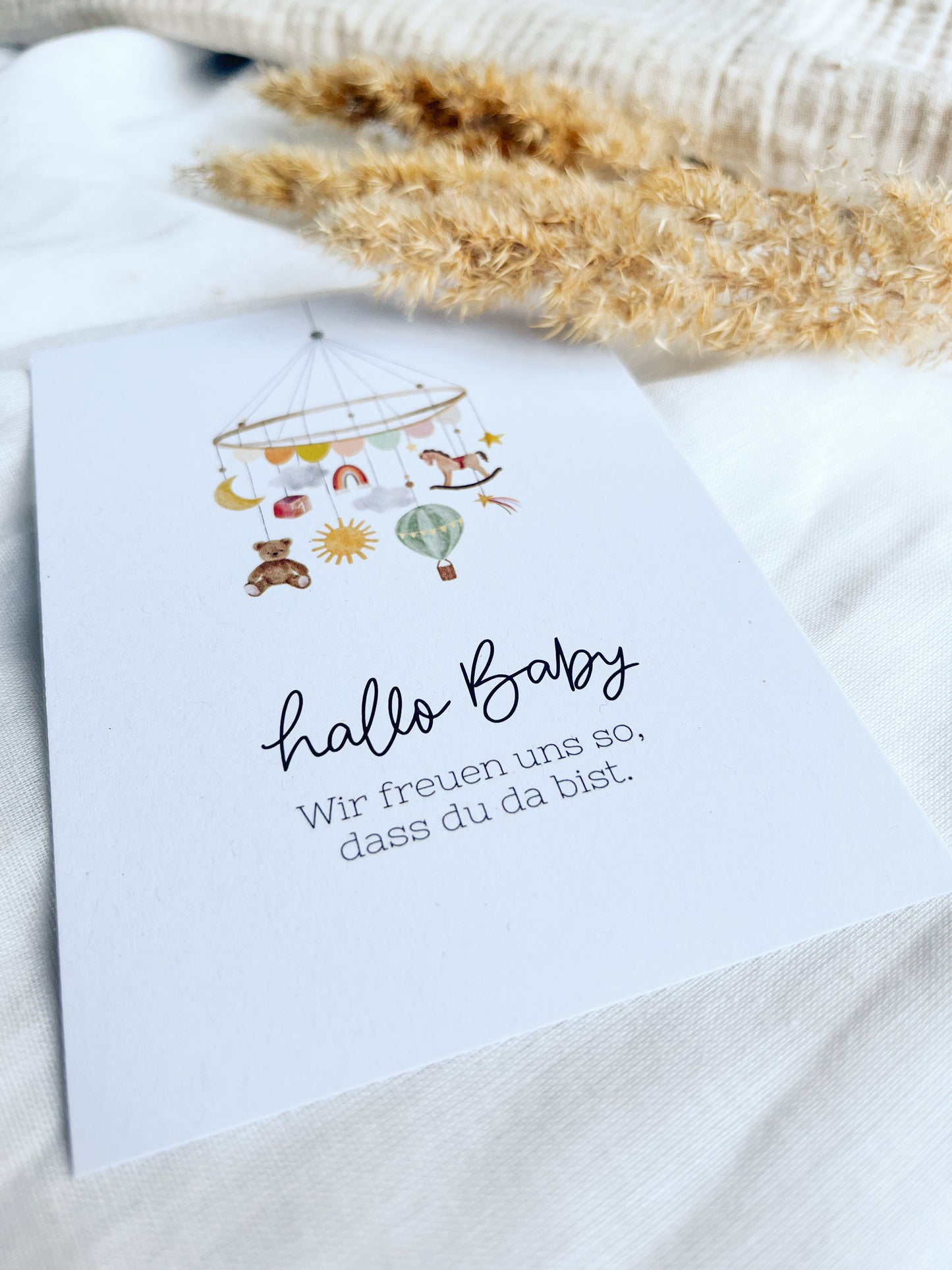 Karte zur Geburt Mobile Kinderzimmer (Postkarte A6)