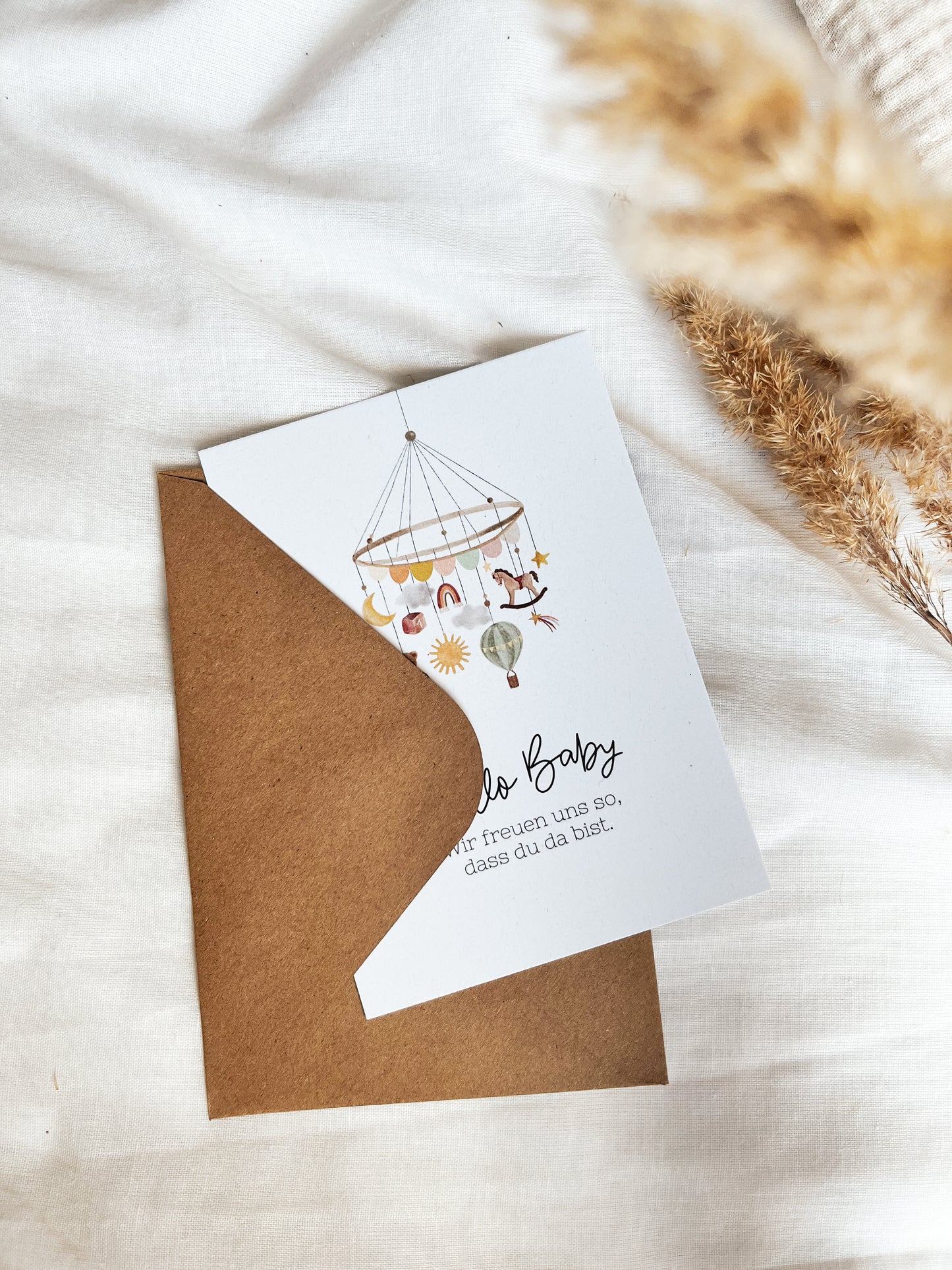 Karte zur Geburt Mobile Kinderzimmer (Postkarte A6)