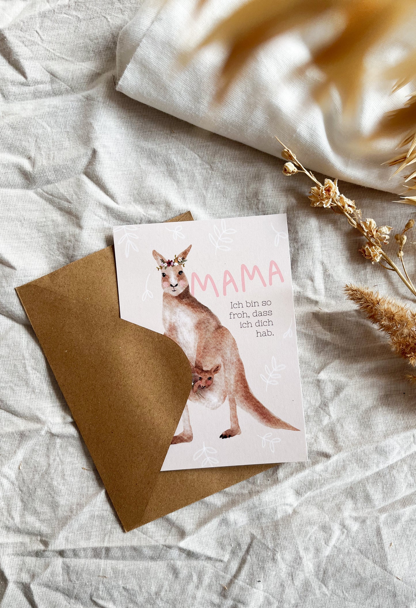 Karte zum Muttertag Känguru (Postkarte A6)