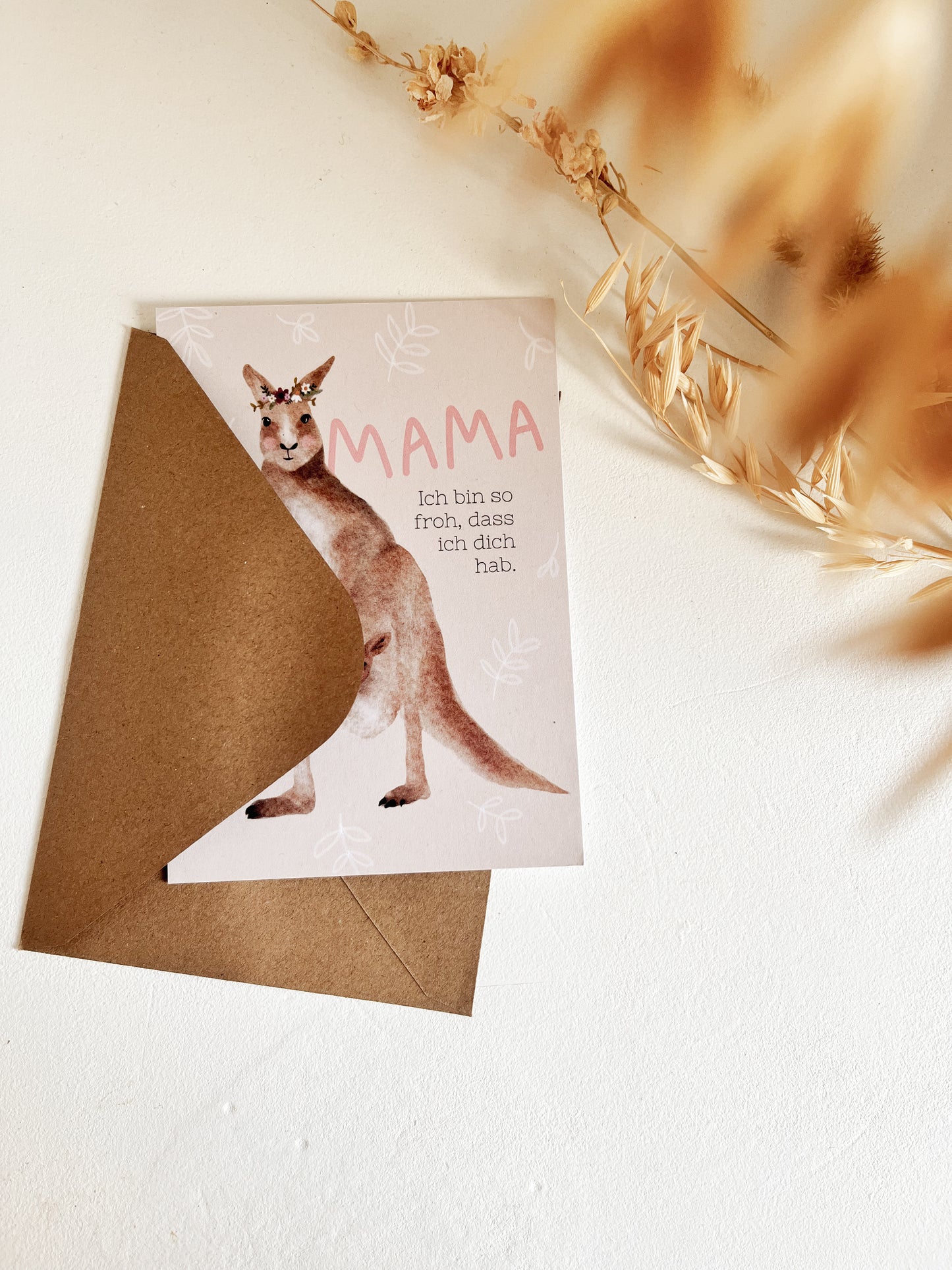 Karte zum Muttertag Känguru (Postkarte A6)