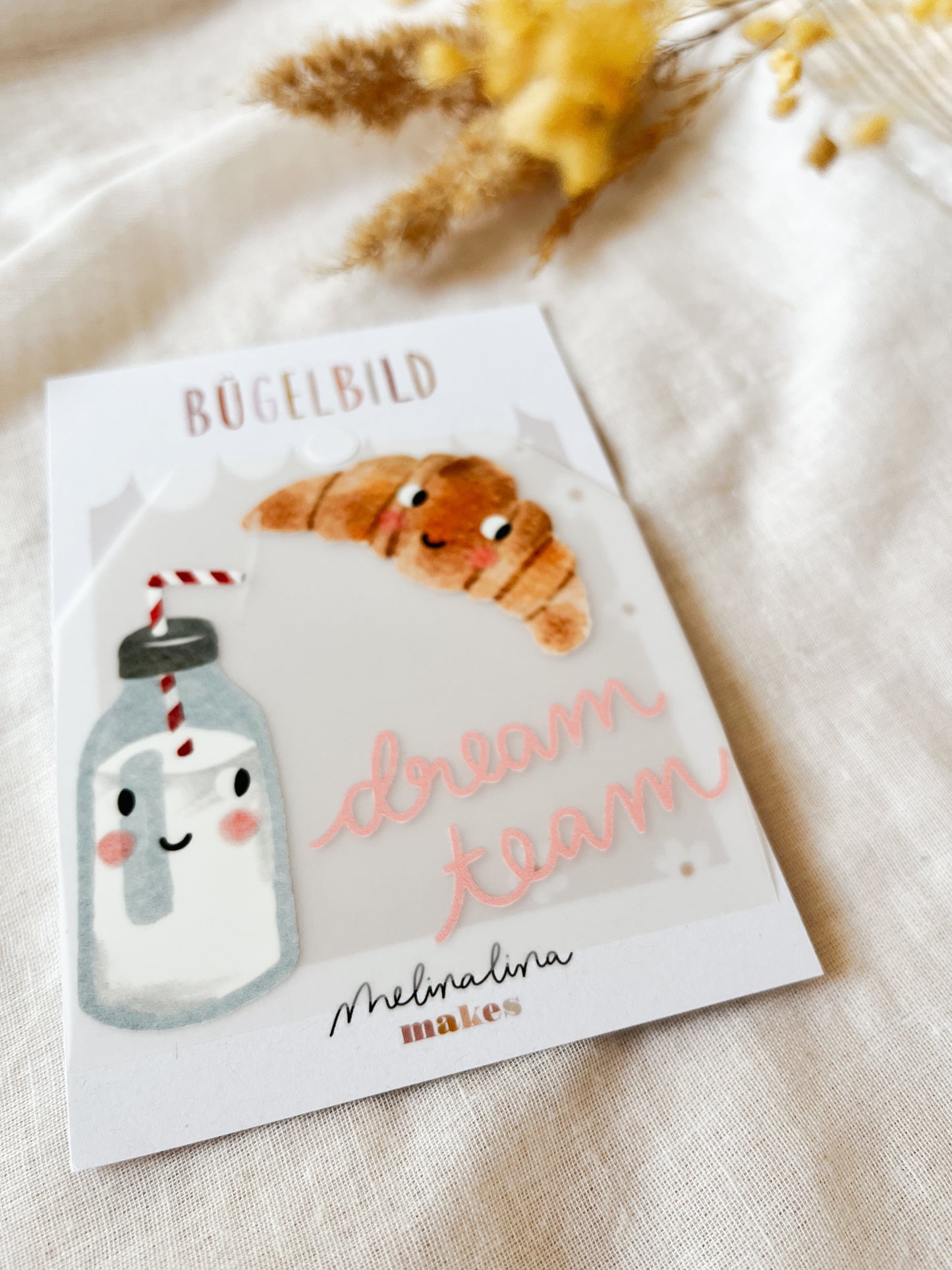 Bügelbild Milch & Croissant – Geschwister & Freunde Patch zum Aufbügeln