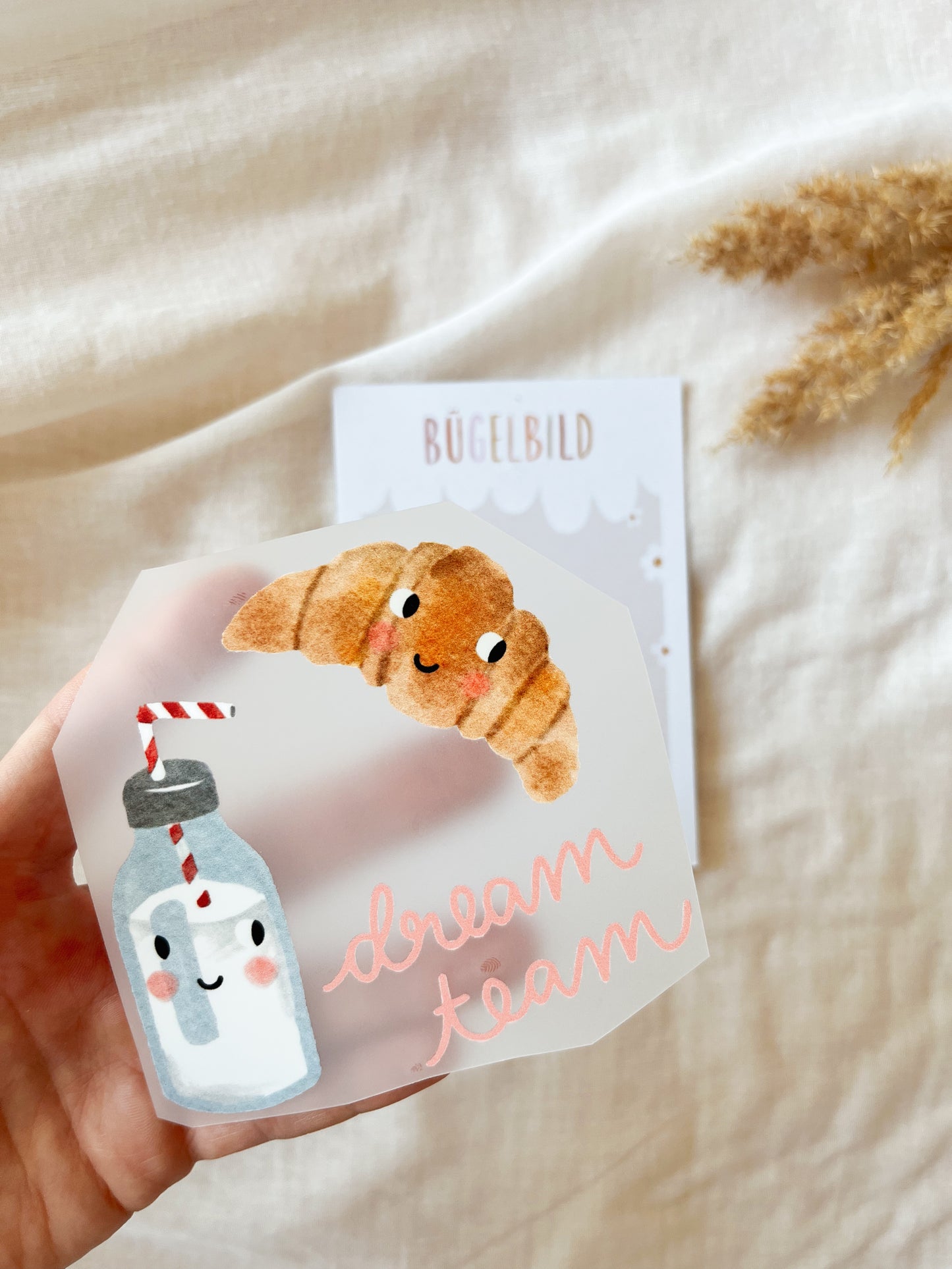 Bügelbild Milch & Croissant – Geschwister & Freunde Patch zum Aufbügeln