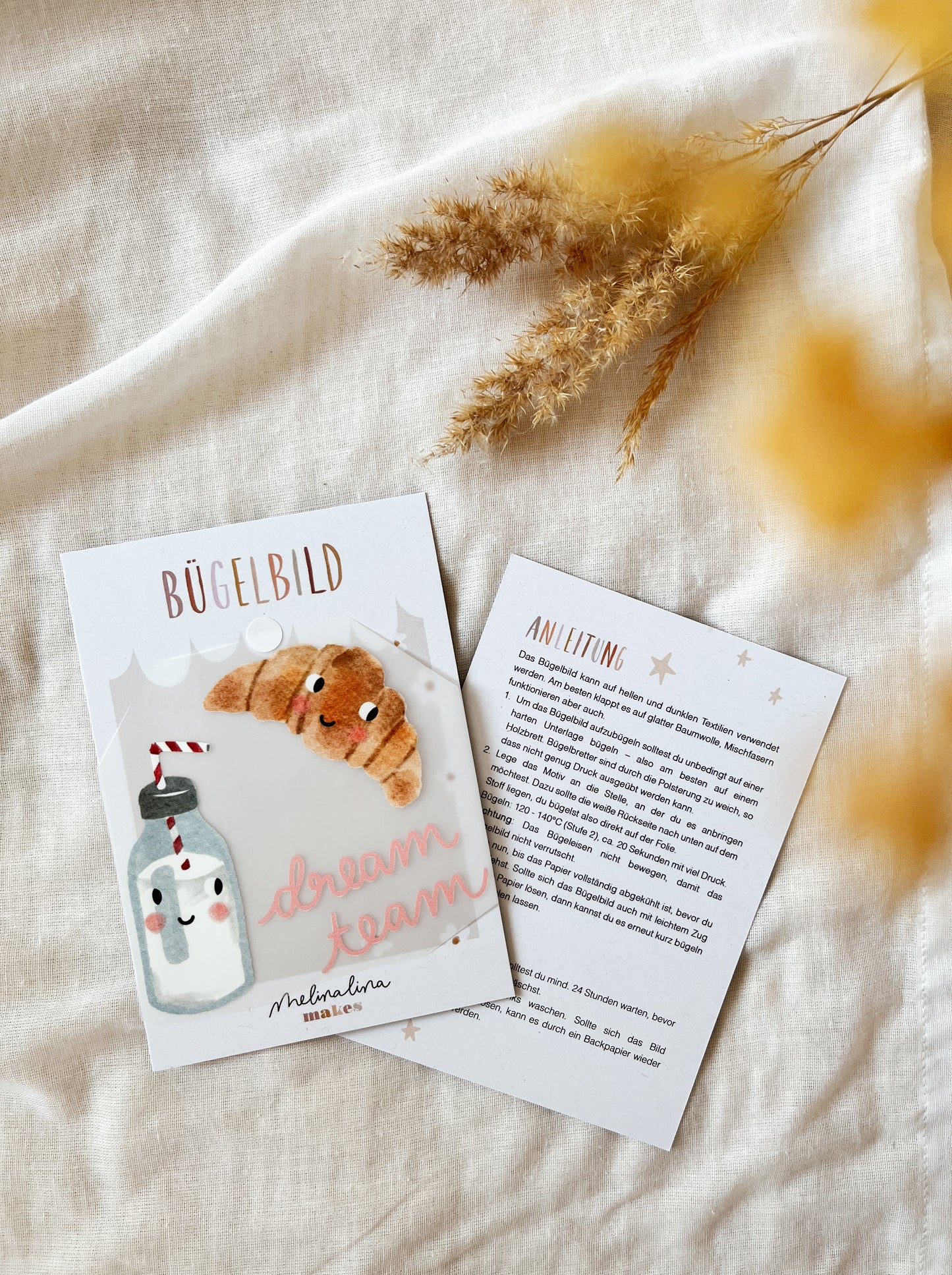 Bügelbild Milch & Croissant – Geschwister & Freunde Patch zum Aufbügeln