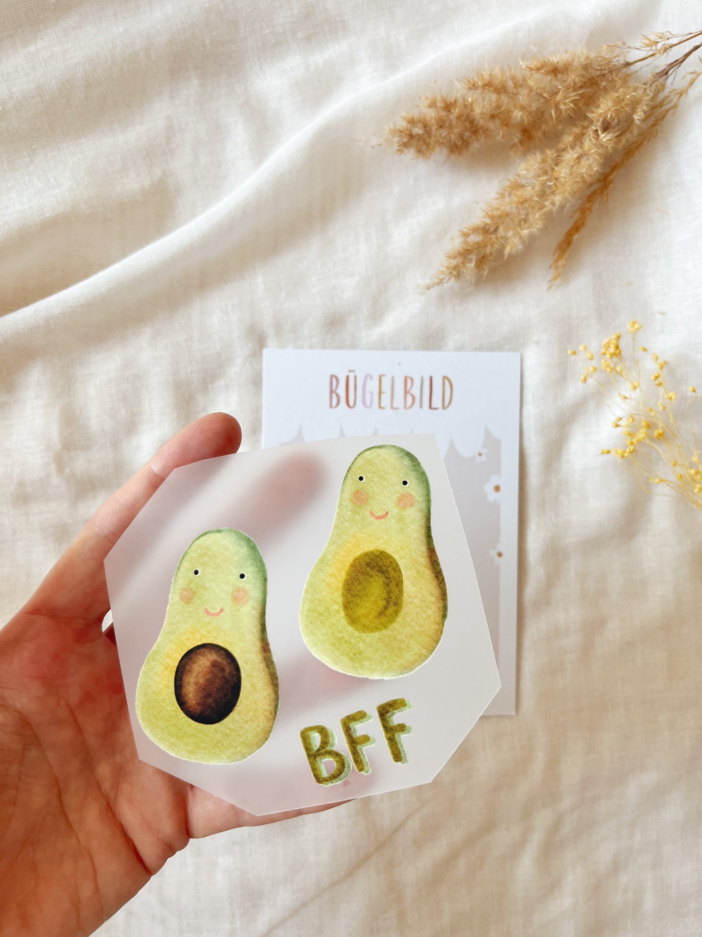 Bügelbild Avocado – Beste Freunde Patch zum Aufbügeln