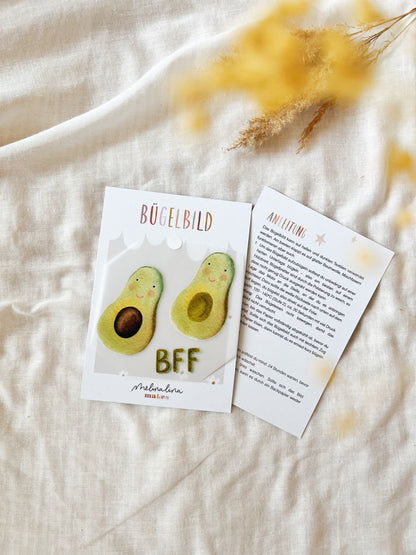 Bügelbild Avocado – Beste Freunde Patch zum Aufbügeln