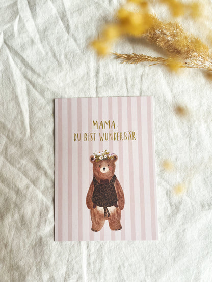 Karte Muttertag Geburt Mama Bär (Postkarte A6)