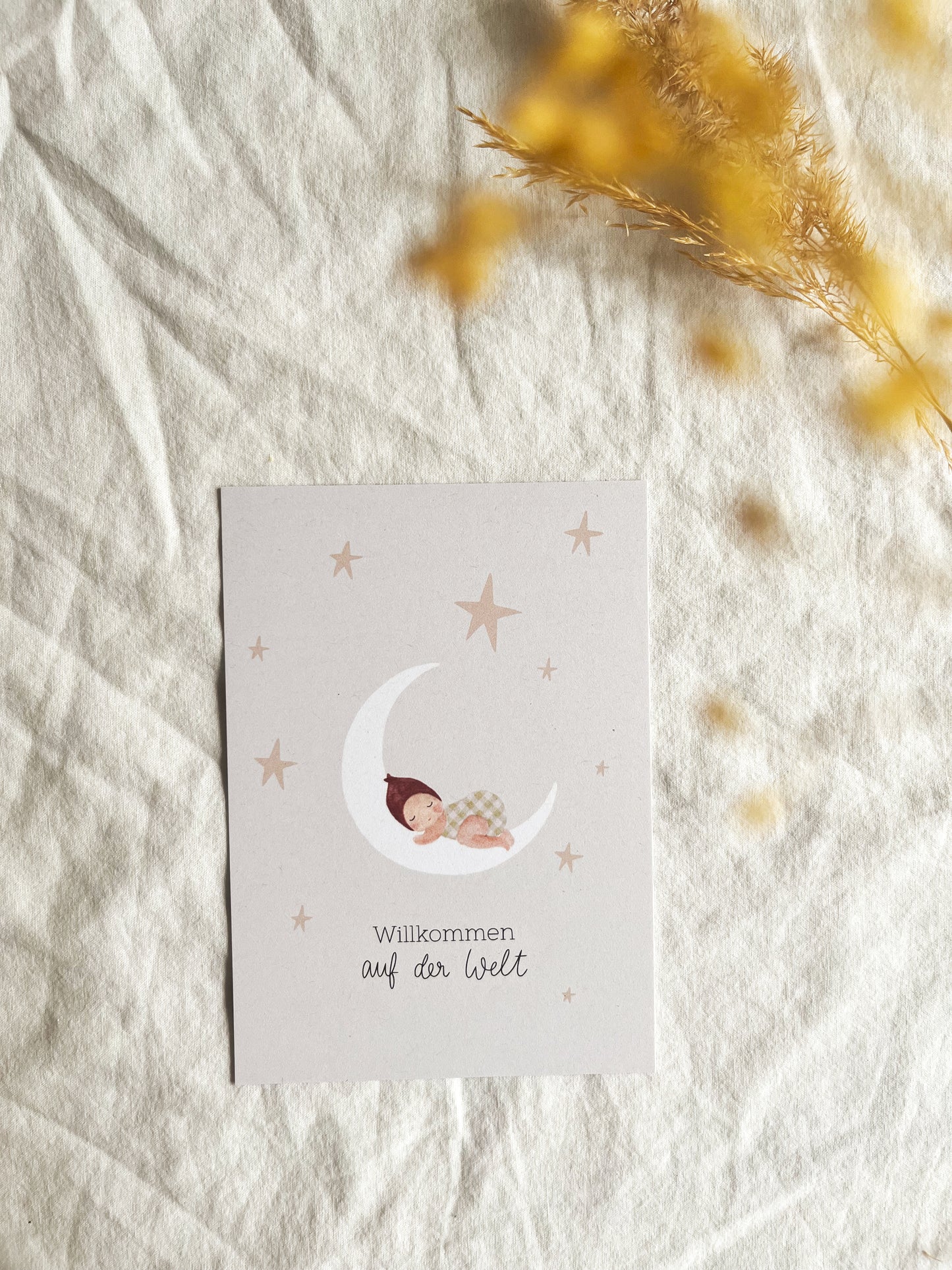 Karte Geburt Mond Willkommen auf der Welt (Postkarte A6)