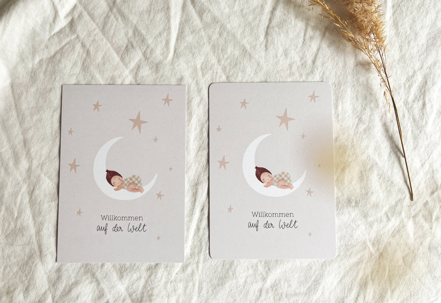 Karte Geburt Mond Willkommen auf der Welt (Postkarte A6)