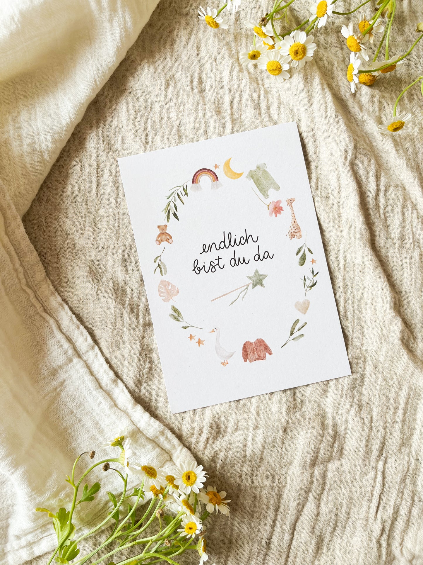 Karte Geburt Endlich bist du da, genderneutral (Postkarte A6)