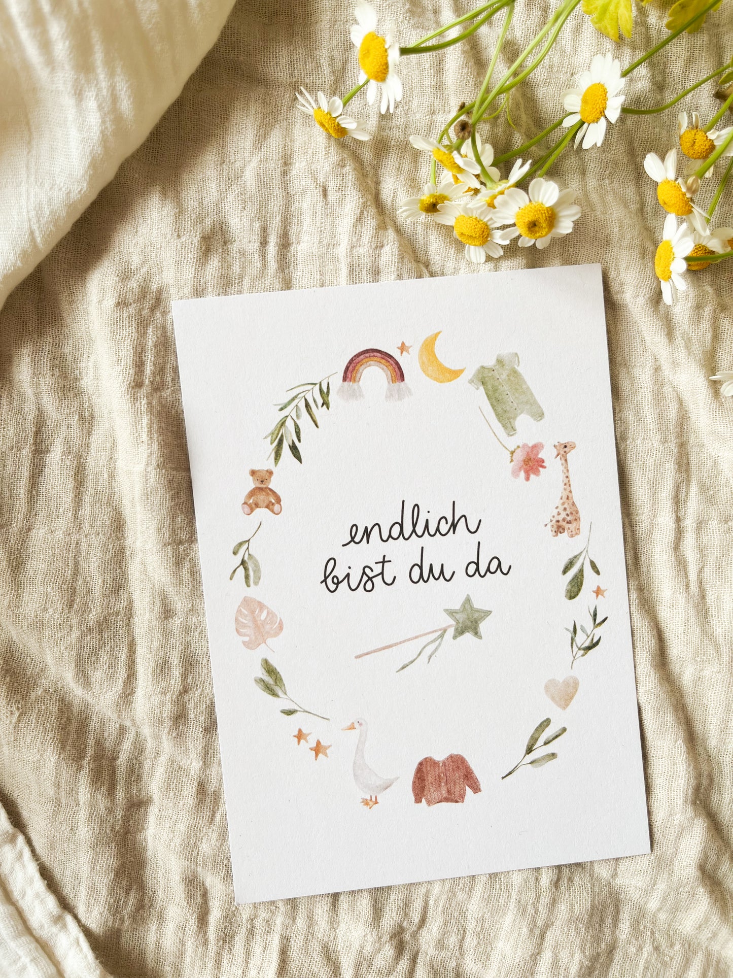Karte Geburt Endlich bist du da, genderneutral (Postkarte A6)