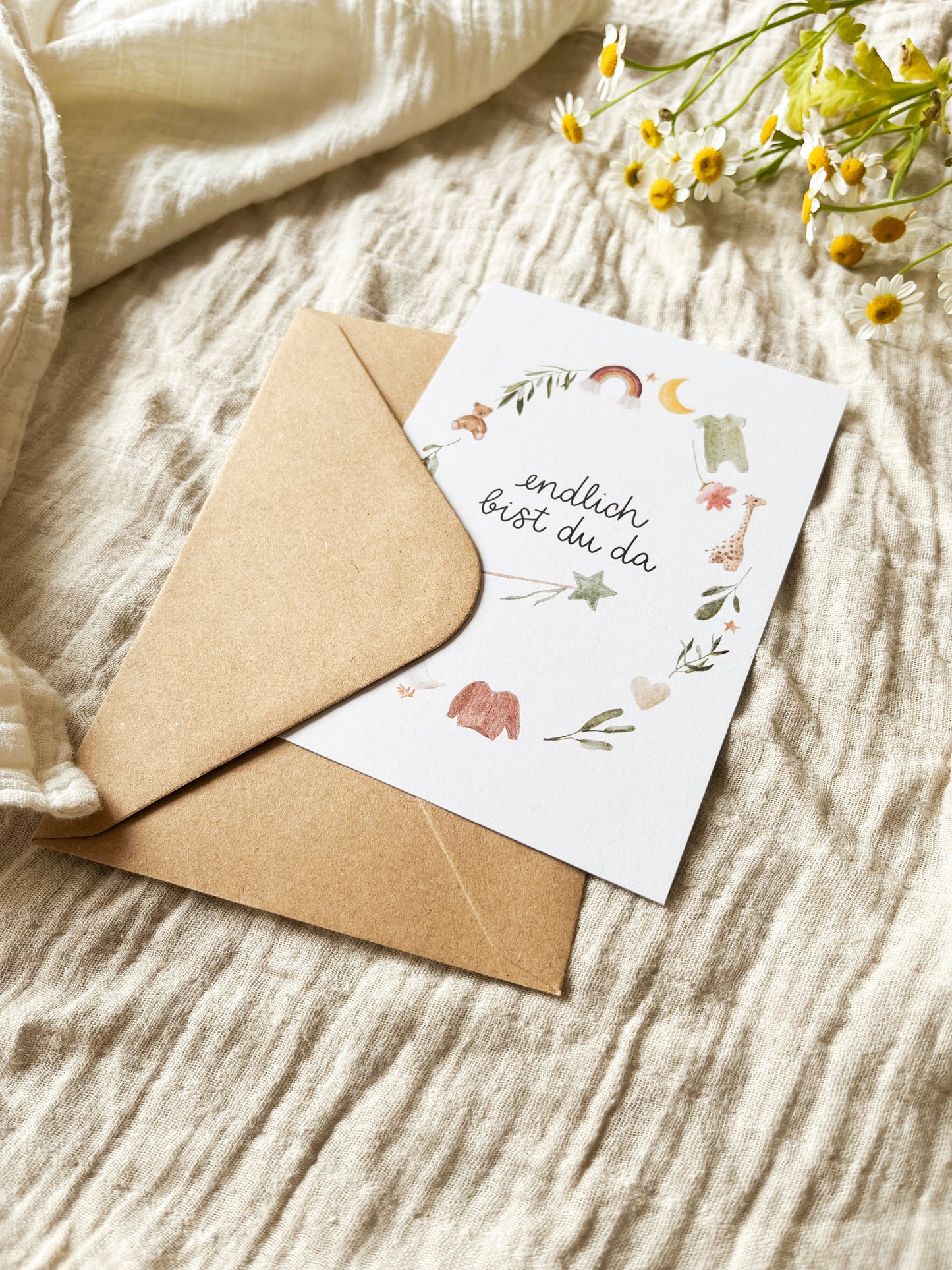 Karte Geburt Endlich bist du da, genderneutral (Postkarte A6)