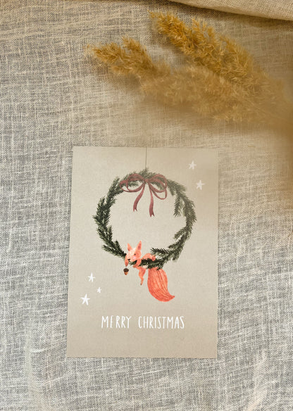 Weihnachtskarte Eichhörnchen „Merry Christmas“