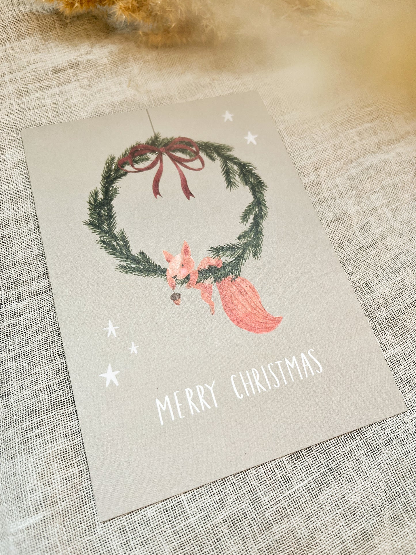 Weihnachtskarte Eichhörnchen „Merry Christmas“