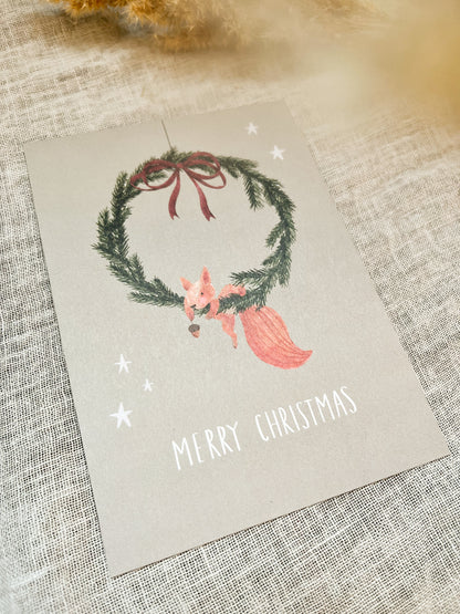 Weihnachtskarte Eichhörnchen „Merry Christmas“