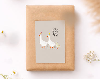 Karte Geburt Geburtstag Gänse Familie (Postkarte A6)