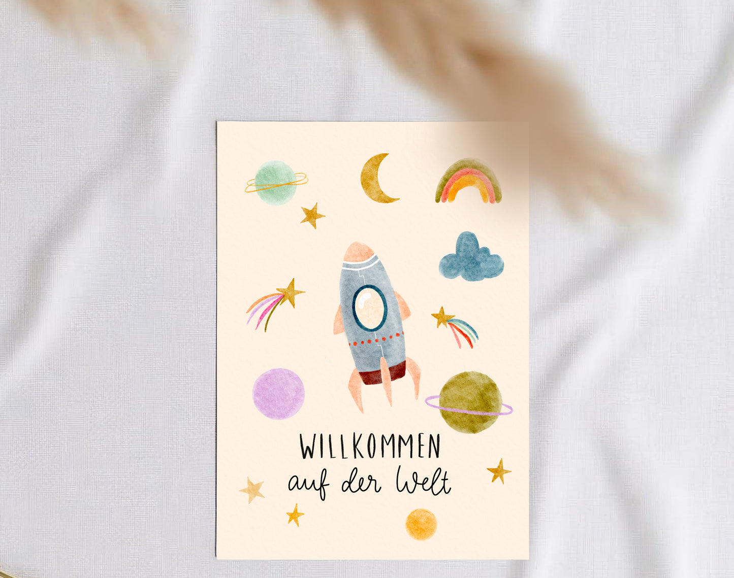 Karte Geburt Universum Willkommen auf der Welt (Postkarte A6)