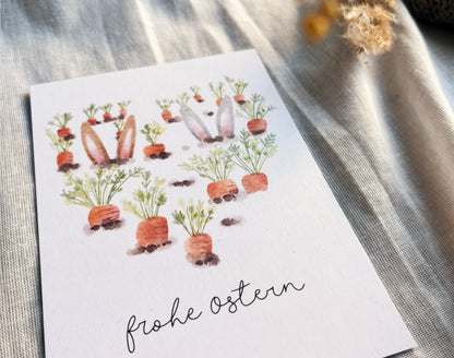 Osterkarte Karottenfeld (Postkarte A6)