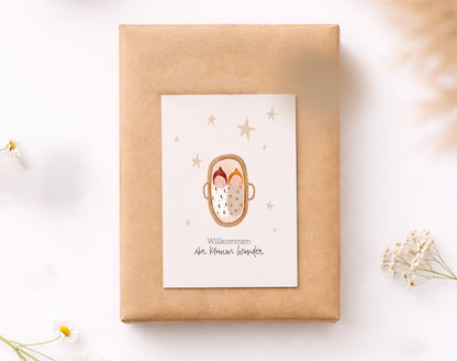 Karte Geburt Zwillinge Moseskorb (Postkarte A6)