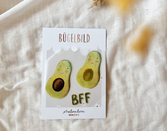 Bügelbild Avocado – Beste Freunde Patch zum Aufbügeln