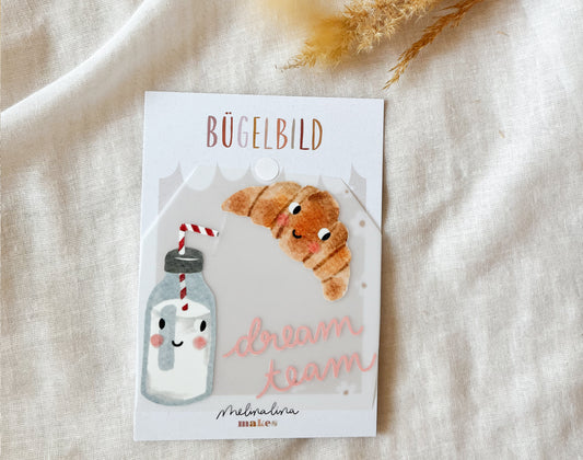 Bügelbild Milch & Croissant – Geschwister & Freunde Patch zum Aufbügeln