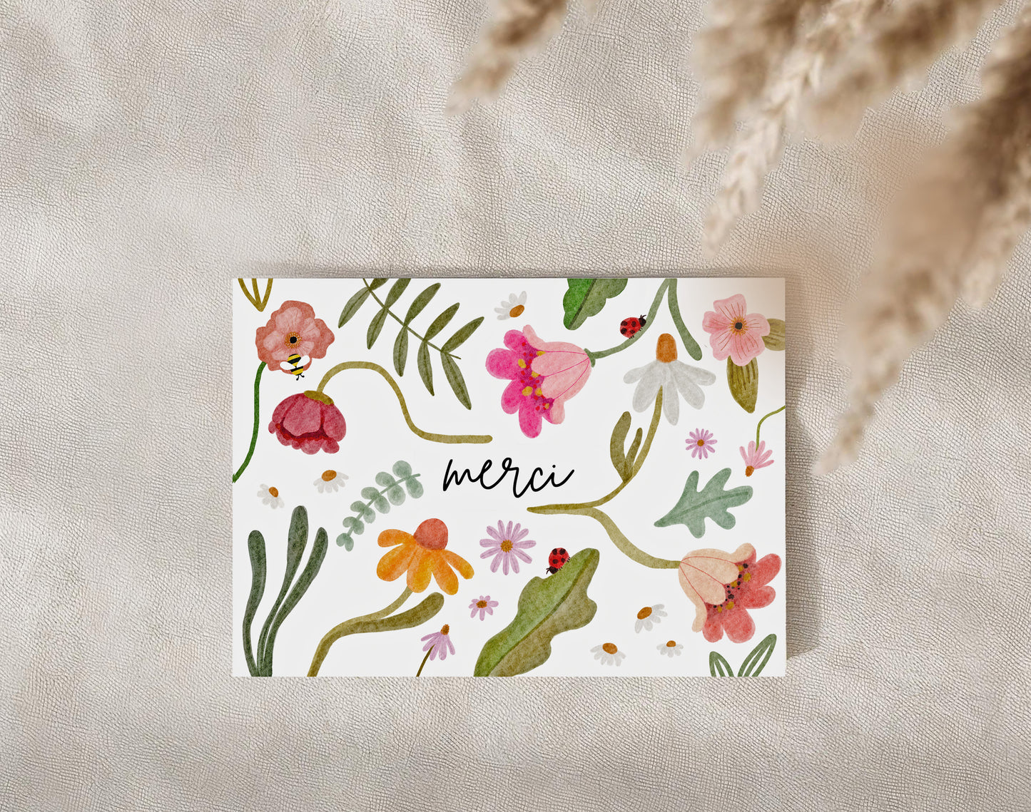 Karte Merci Blumen (Postkarte A6)