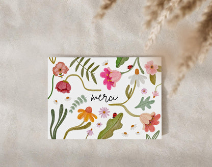 Karte Merci Blumen (Postkarte A6)
