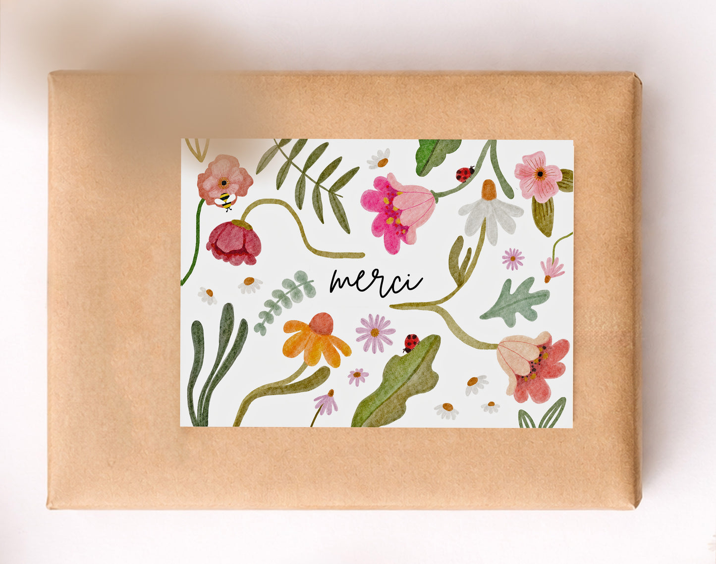 Karte Merci Blumen (Postkarte A6)