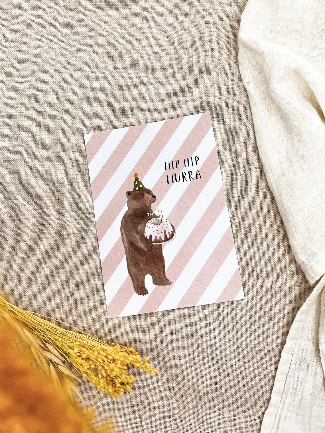 Karte Geburtstag Party Braunbär (Postkarte A6)
