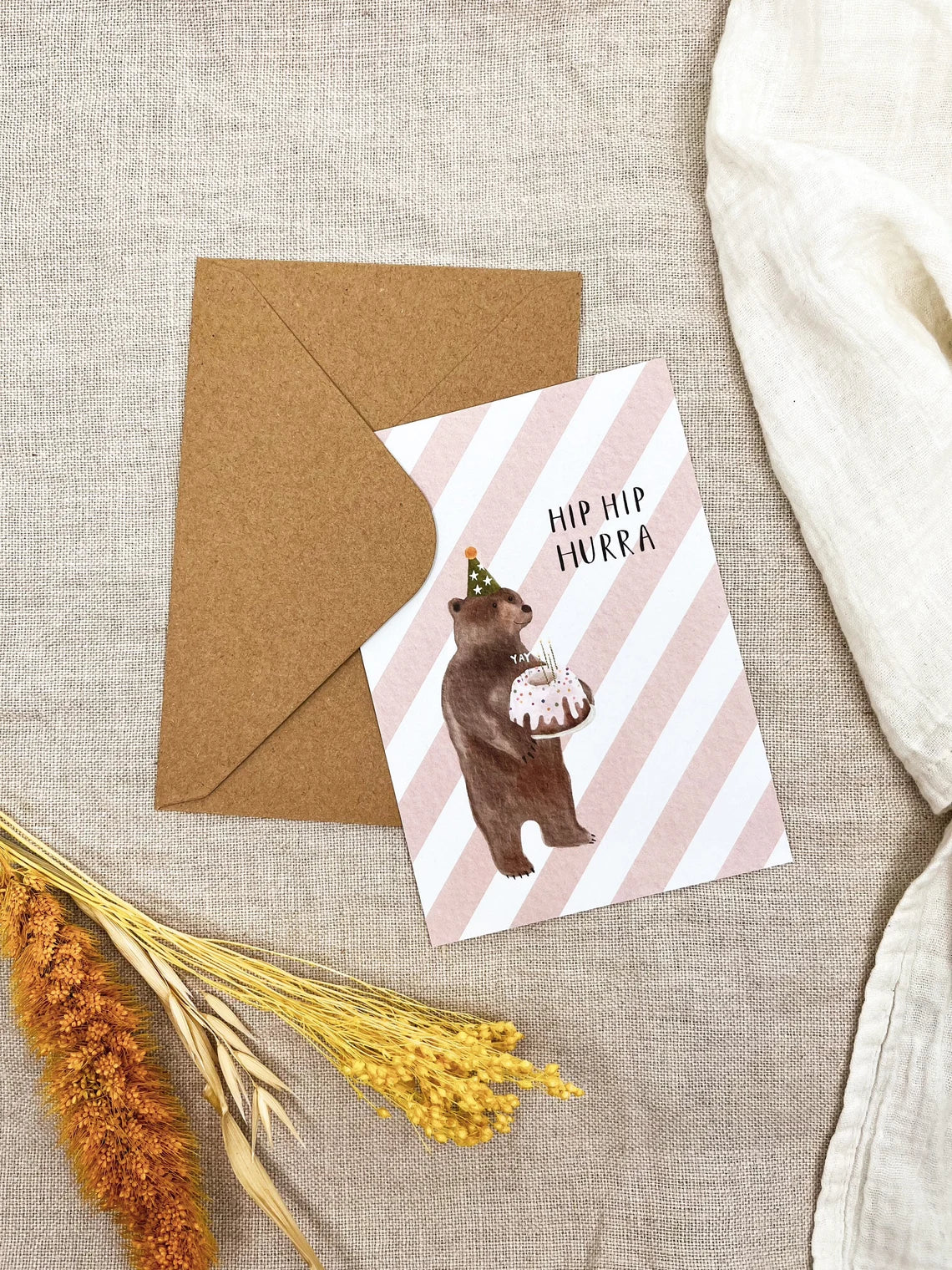 Karte Geburtstag Party Braunbär (Postkarte A6)