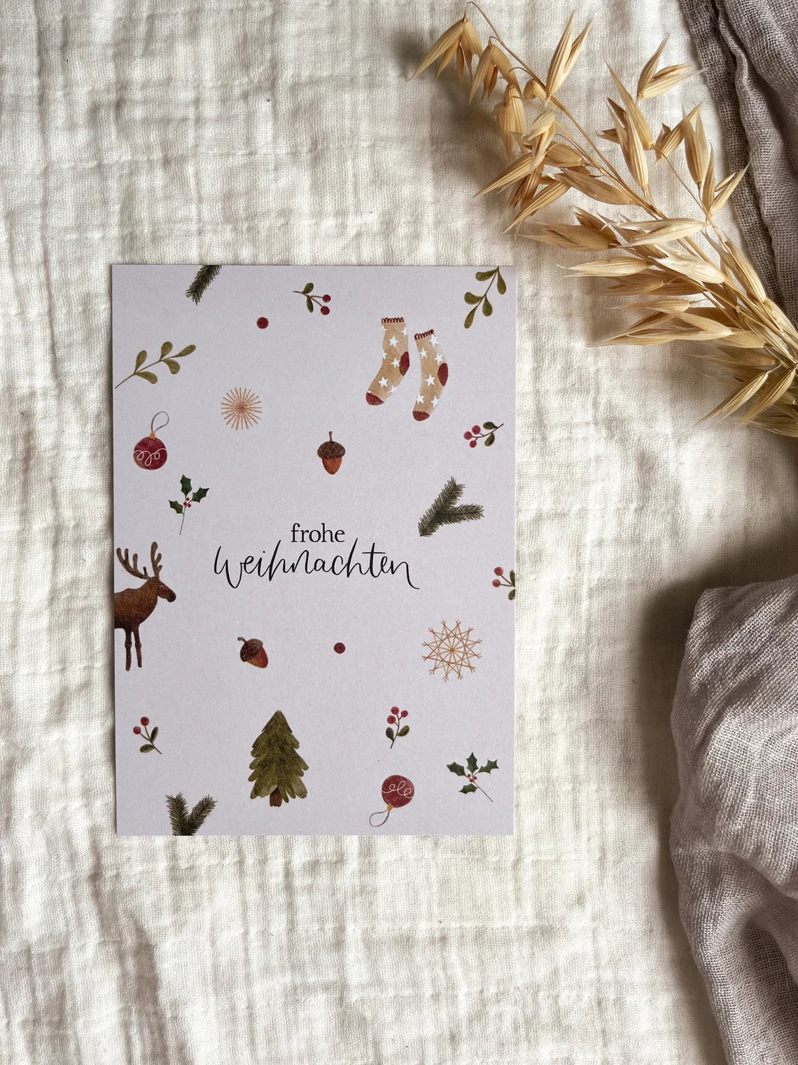 Weihnachtskarte Hygge „Frohe Weihnachten“ (Postkarte A6)