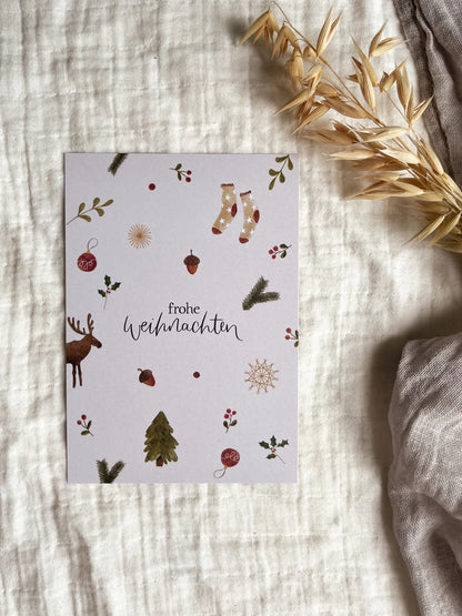 Weihnachtskarte Hygge „Frohe Weihnachten“ (Postkarte A6)