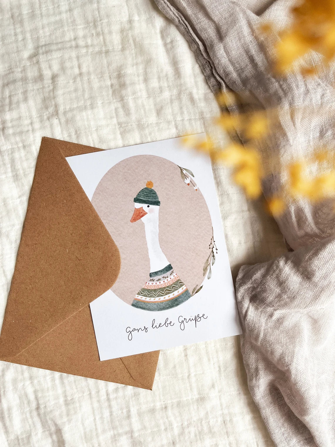 Postkarte Gans liebe Grüße Glückwunschkarte (Postkarte A6)