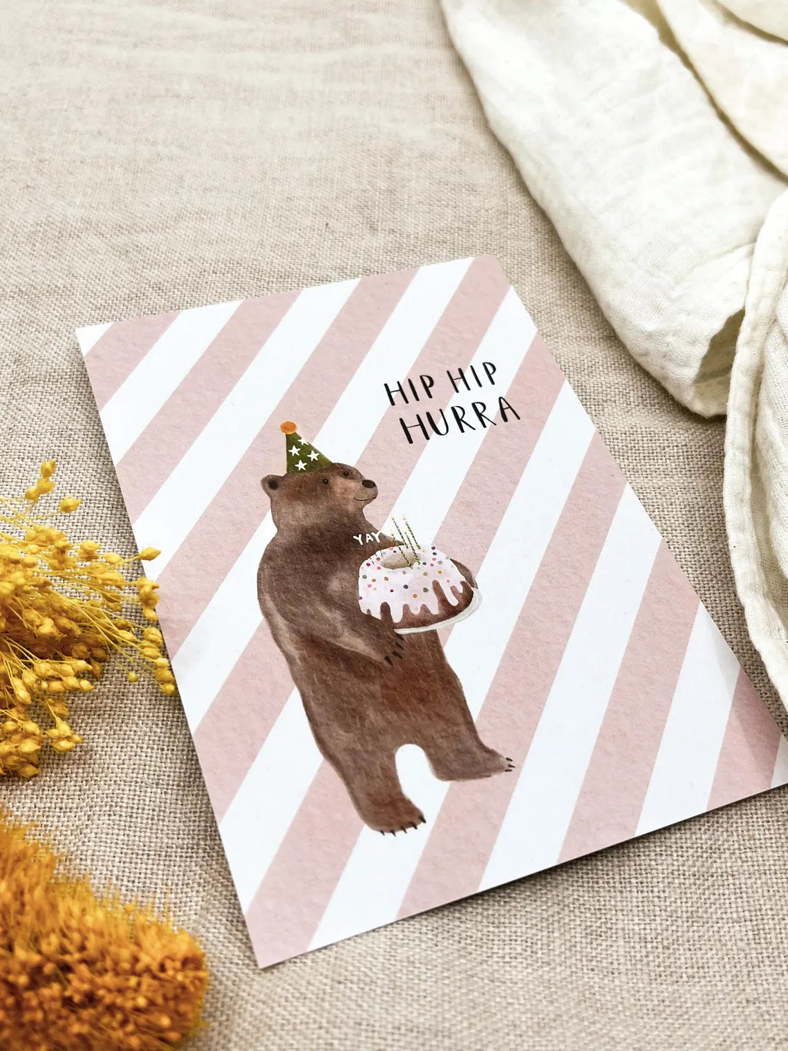 Karte Geburtstag Party Braunbär (Postkarte A6)