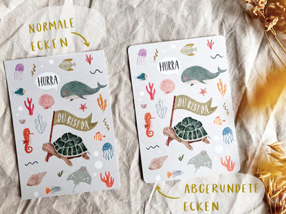 Karte Geburt Meerestiere (Postkarte A6)