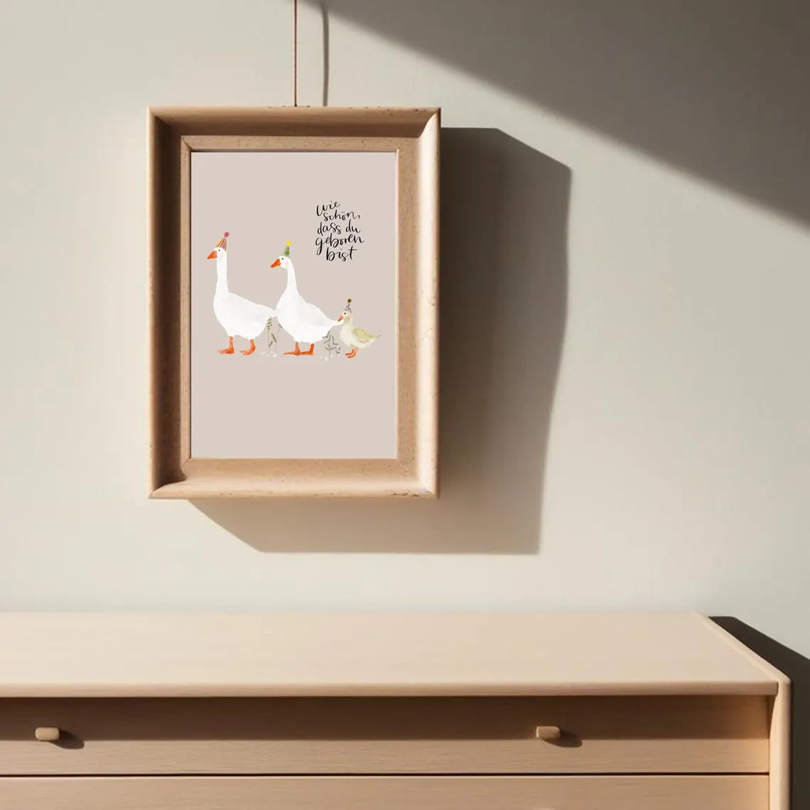 Karte Geburt Geburtstag Gänse Familie (Postkarte A6)