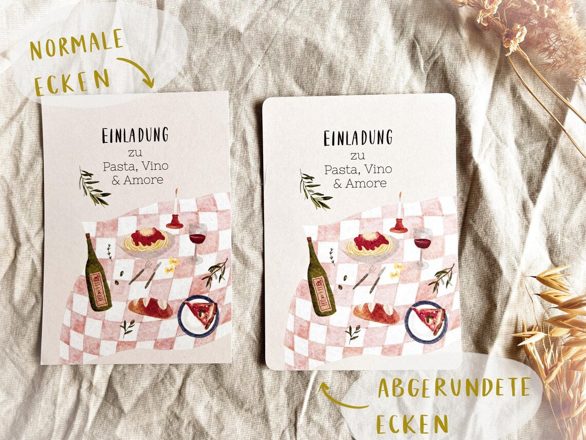 Einladung „Pasta & Vino“ – Gutschein zum Abendessen (Postkarte A6)