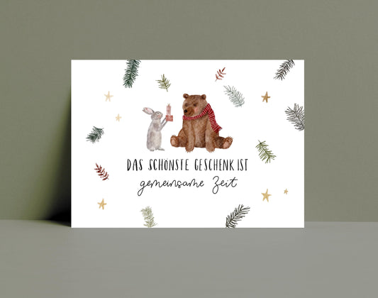 Karte für gemeinsame Zeit – Weihnachtsgutschein zum Verschenken (Postkarte A6)