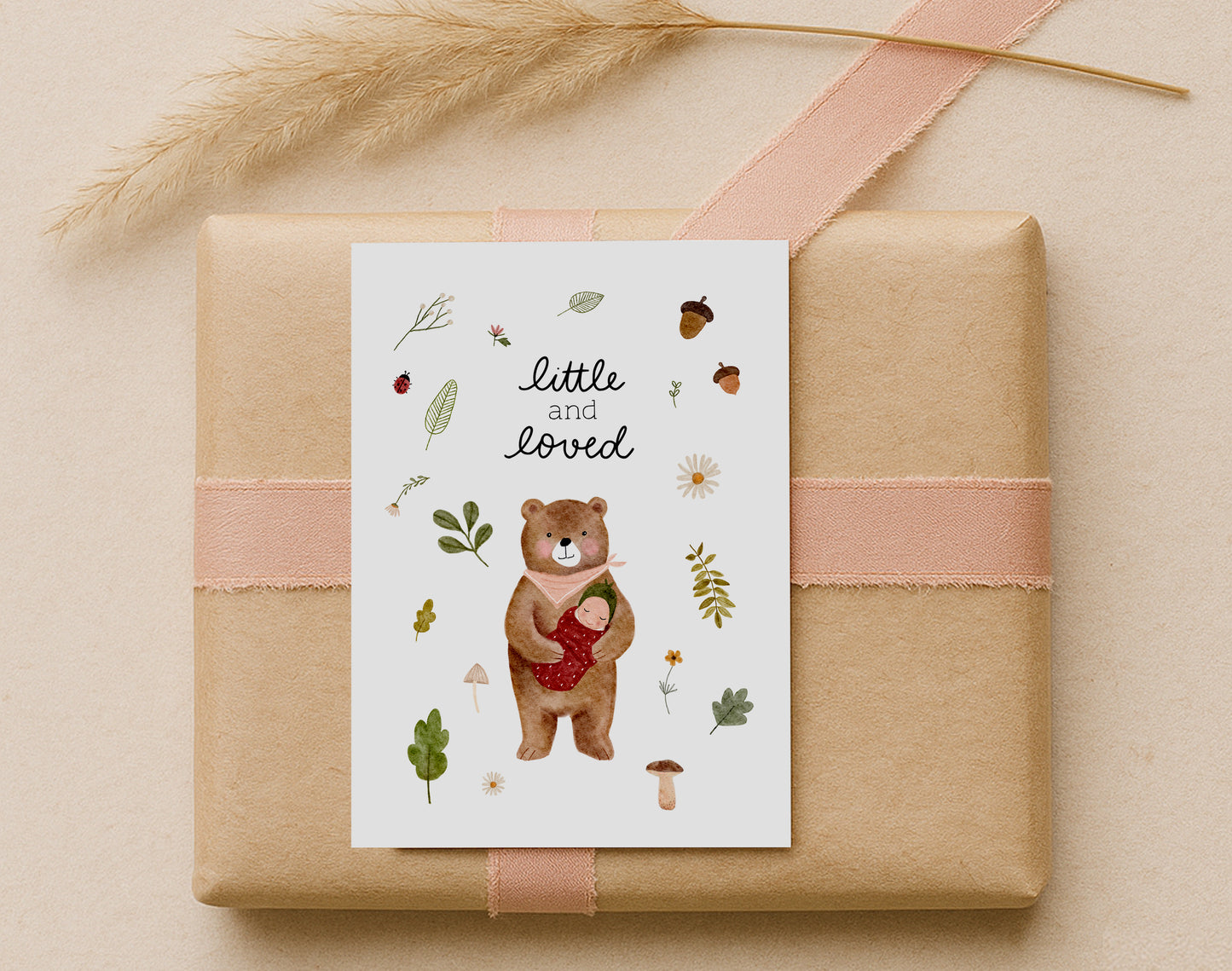 Karte Geburt Bär Wald (Postkarte A6)