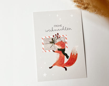 Weihnachtskarte Fuchs „Frohe Weihnachten“