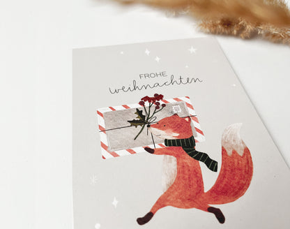 Weihnachtskarte Fuchs „Frohe Weihnachten“