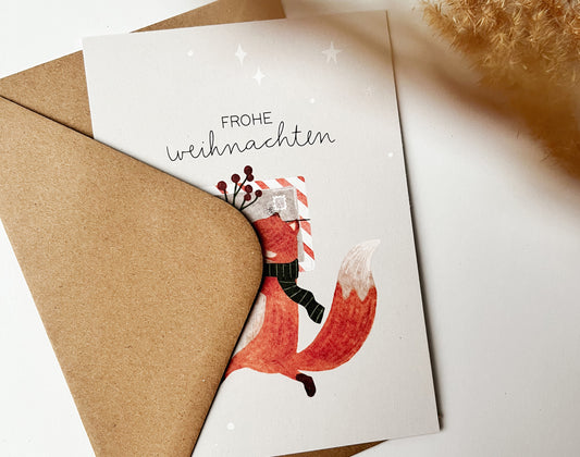 Weihnachtskarte Fuchs „Frohe Weihnachten“