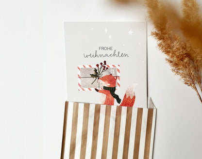 Weihnachtskarte Fuchs „Frohe Weihnachten“