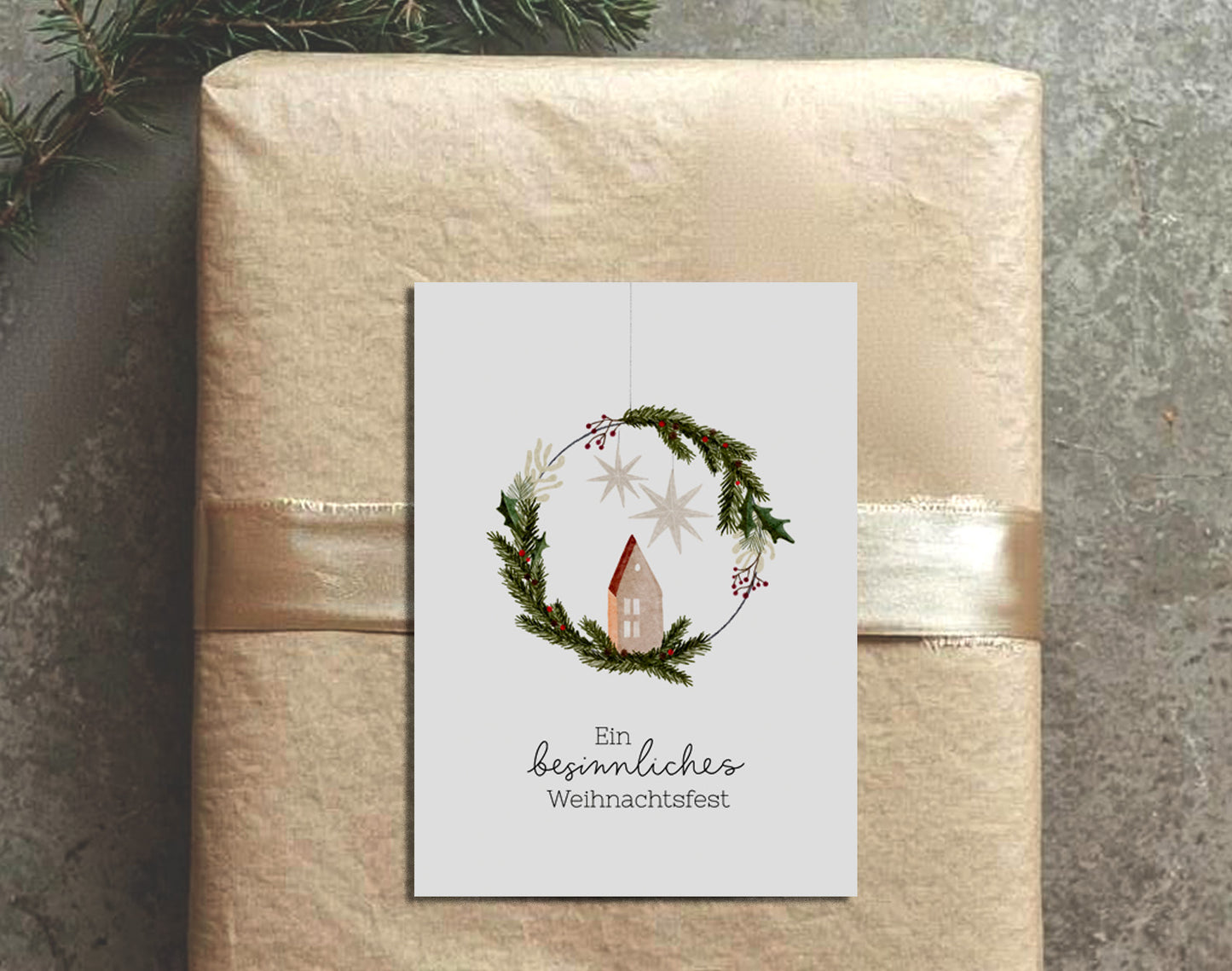 Weihnachtskarte Türkranz „Besinnliche Weihnachtszeit“