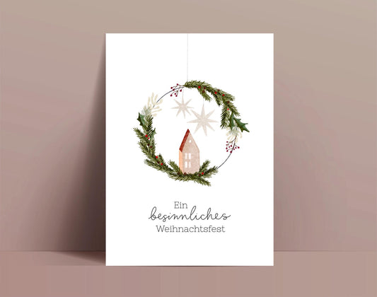 Weihnachtskarte Türkranz „Besinnliche Weihnachtszeit“