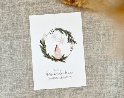 Weihnachtskarte Türkranz „Besinnliche Weihnachtszeit“